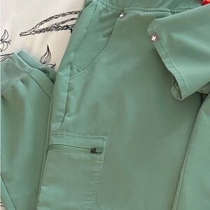 Figs Mint  Zamora Jogger Pants with Coral Drawstring